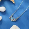 Silberfarbene Mond-Stern-Anhänger-Halskette für Frauen und Mädchen. Zarte, elegante Schlüsselbein-Charm-Halskette, beste Freundin, Geburtstagsgeschenk