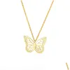 Pendant Necklaces Fashion Butterfly Pendants For Women 2023 Goth Charms Choker Stainless Steel Necklace Chains Jewelry Gift Drop Deli Dhq9I