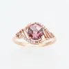 Cluster Rings 585 Purple Gold 14k Rose Pink Gemstone Set Crystal Olive Wedding Per coppie Openwork Design Squisiti gioielli di lusso