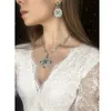 Ensembles de bijoux de mariage CWWZircons Vintage Africain Multi Couleur Cubic Zirconia Big Long Drop Collier et boucles d'oreilles Ensemble de bijoux de mariée T105 230519