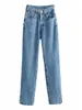 Jeans pour femmes OOTN Slit taille haute Jeans pour femmes Pantalon Zipper Solide Lâche Casual Jambe Large Denim Pantalon Droit Élégant Pantalon Streetwear 230519
