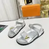 Designer kvinnor sandaler solnedgång platt komfort mulor krok slingfäste plattform sandal gummi tofflor metalliska skor