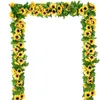 Fiori decorativi 2,6 m Girasole artificiale Fiore Rattan Primavera ed estate Interni Esterni Cucina Soggiorno Decorazione da parete Baby Shower