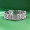 Винтажный изумрудный бриллиантовый браслет 100% Реал 925 Серебряные серебряные браслеты для женщин -браслетов для женщин свадебные украшения свадеб