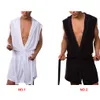 Robes pour hommes Peignoir en soie de lait d'été pour hommes Peignoir à capuche sans manches Pyjamas Minceur Moyen et long Vêtements de ménage 230519