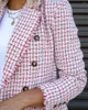 Ternos femininos Flordevida rosa tweed blazer botões