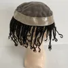 Wigs Indian Virgin Human Hair Systems #1B Natural Black Box flätor Toupee 8x10 Mono Lace Unit för Blackman