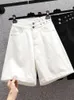 Överdimensionerad elastisk denim bred ben kvinnor sommar aline rakt löst stora korta jeans höga midja casual shorts xl5xl