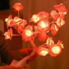 Nattlampor Rose Flower Lamp Realistic Battery-opered Soft Lighting Romantic Bedside Led Light Desktop Tree Gift Home Supplies
