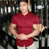 Freizeithemden für Herren, Herrenmode, lässig, kurzärmelig, solides Hemd, Super Slim Fit, männliches Social-Business-Kleiderhemd, Marke, Herren, Fitness, Sportbekleidung, 230518