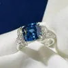 Wedding Rings van hoge kwaliteit gepersonaliseerde prachtige Sapphire Square Diamond Ring for Women Fashion Jewelry LR051