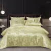 Sängkläder sätter Satin Jacquard Beding Set Luxury Printing Textil Däcke Cover King Size Double Bed Bedge Breads Sheets and Pudow Pacases