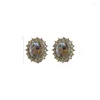 Stud Earrings 2023 Arrival Round Metal Women Trendy Minority Design Women's Spring Simple Rhinestone Cute Jewelry