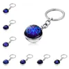 Keychains Zodiac Sign Keychain Constellation Virgo Libra Scorpio Sagittarius Keychain Double Side Glass Ball KeyRing Birthday