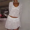 Women's T Shirts Gaono Women Lace Trim 2 Piece Skirt Set Sexy See Through Sleeveless Crop Tops Bodycon Outfits Summer Suit