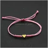 Charm Bracelets Gold Sier Love Heart Bracelet Couple Wish Lucky Red String Braided Adjustable For Women Men Jewelry Drop Deli Dhgarden Dh1Oz