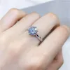 クラスターリングinbeaut 18kホワイトゴールドメッキ100花カット1-2 ct dカラーピンクパープルブラックエクセレンスモッサナイトリング10石