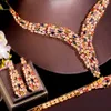 Wedding Jewelry Sets CWWZircons 4pcs Multicolor Cubic Zirconia Nigerian Dubai Gold Plated Bridal for Costume Accessories T652 230519