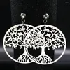 Boucles D'oreilles 2023 Arbre De Vie En Acier Inoxydable Pour Les Femmes Bijoux Argent Couleur Grand Pendiente E1538S04