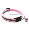 Dog Collars Leashes Reflective With Safety Locking Buckle 12 Colors Adjustable Puppy Kitten Collar Drop Delivery Home Garden Pet Su Dhxpg