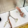 Amina Muaddi şeffaflık yüksek topuklu sandaletler ve terlikler elmas rive seksi parti tatilleri kristal yüksek topuklu sandaletler 35-42 kutu ile