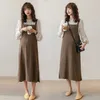 Japanischer Umstandsanzug Herbst langärmeliges Chiffonkleid Mode Hosenträgerrock Elegant Vielseitig Neue formelle Schwangerschaft R230519