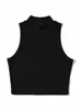 Женские танки Camis Summer Black Women Fashion Top Top Высокая шея белые рукавочные вершины 5 цветов P230519