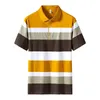 Herren Polos Casual Sommer Kurzarm Gestreift Weiß Schwarz Poloshirt Marke Mode Kleidung Für Übergröße 4XL 230518