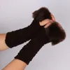 Knee Pads Autumn Winter Fashion Keep Warm Arm Sleeve Knitted Fingerless Wrist Gloves Solid Color Faux Fur Women
