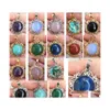 Collane con ciondolo Avventurina Shell Lapis Lazi Tiger Eye Crystal Goldstone Howlite Opal Perlina rotonda 1Pcs Wfh747 Drop Delivery Jewelry P Dhlwg