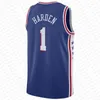 21 Joel Embiid Tyrese Maxey basketbalshirt heren Allen Iverson Sixer zwart 2023 2024 City Jerseys wit blauw shirt 0 3 6