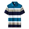 Mens Polos Casual Summer Short Sleeve Striped White Black Polo Shirt Brand Fashion Clothes for Oversize 4XL 230518