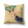 Yastık /Dekoratif Çiftlik Evi Ev Dekoru Güzel Renkli Suluboya Boyama Vintage Kelebek Polyester Kapak