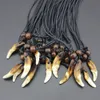 Pendant Necklaces Wholesale 10pcs Tibet Real Tooth Fangs Wolf Teeth Pendants Surfer Adjustable Necklace Amulet Gift MN251 230519