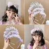 ヘアアクセサリーレースボウラインストーンパールクラウンプラスチックヘアバンド女の子の子供の飾り誕生日パーティーフープヘッドバンド