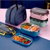 Dinnerware Sets Leak-Proof Bento Box Set Microwave Adult Student Container Large Capacity Double Layer Stainless Steel Lunch