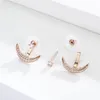 Boucles d'oreilles à tige mignon en laiton couleur or Rose croissant de lune CZ pour femmes filles bijoux Orecchini Aretes Kolczyki oreille veste balançoire