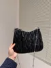 Autumn/Winter 22 New Mini Chain Pleated Bag Mini Portable Rhinestone Underarm Moon Package One Shoulder Oblique Span Bag Female 230519