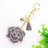 Keychains couro de alta qualidade de cristal strass moda criativa cores fofas flores lucky women chave de corrente