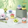 Blokken Succulent Ingemaakte Mini Bouwstenen Creatieve Bloemen Bonsai Model Speelgoed voor Meisjes Jongens Gift Desktop Decoratie R230701