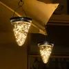 Lampada a sospensione luce da giardino lanterna decorazione esterna Luci solari Luci a forma di cono Stringa led bianco caldo IP65 Impermeabile Albero campeggio percorso recinto postale