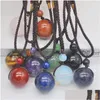 Pendant Necklaces Mixed Stone Aventurine/Carnelian/Tigereye/Opal/Lapis/Howlite Adjustable Nylon Rope Braid Necklace Jewelry 1Pcs Dro Dhu0T