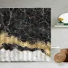 Duschgardiner marmor randig gardin vit grå guld svart enkel design badrumstillbehör dekorativ vattentät skärm med krok 230518