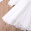 Mädchenkleider Kleinkind Mädchen Outfits Weißes Spitzenkleid Prinzessin Langarm Mesh Kleid Puffy Kleid Kinderbekleidung für Babys 230519