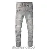 zszywanie dżinsów dżinsowe dżinsy designer Pants Grey Man New Smoky Zapiped Rubled dżinsy Personalizowane zużyte szczupłe spodnie motocyklowe R7L5