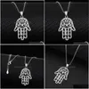 Pendentif Colliers Main De Fatima Sier Hamsa Palm Collier Creux Avec Zircon Pour Femmes Fille Amis Cadeaux À La Mode Clavicule Chaîne Goutte Dhfe1