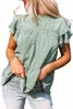 Green Cheetah Spotted Ruffle Top 2023 Hot New 21pn#