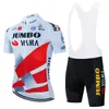 Zestawy 2023 Drużyna Jumbo Cycling Jersey 20d Bike Shorts Zestaw Ropa Ciclismo Męskie koszule rowerowe z krótkim rękawem