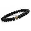 Брушковые шарики из бисера Cz Crank Crown Bracelet Strands Pave Black Lava Stone Beads Плетение браслетов для женщин мужские