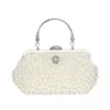 Evening Bags Shell Design Women Day Clutch with Diamonds Party Wedding Chain Shoulder Soft Beading Flower Embroidery Purse 230427